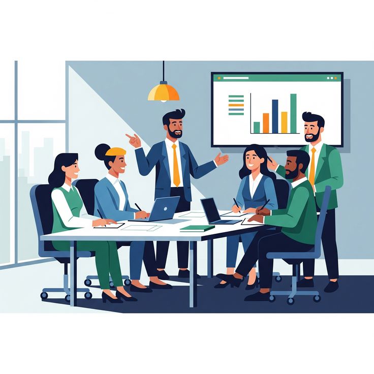 modern work & collaboration – editable vector illustration series